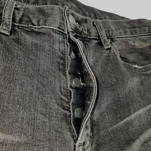 MNML Mens Jeans Zippered leg opening Size 38 x 34 Whiskered Y2K 90s Gray - Picture 7 of 14